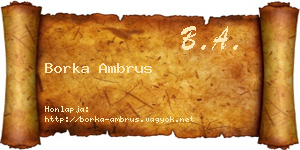 Borka Ambrus névjegykártya